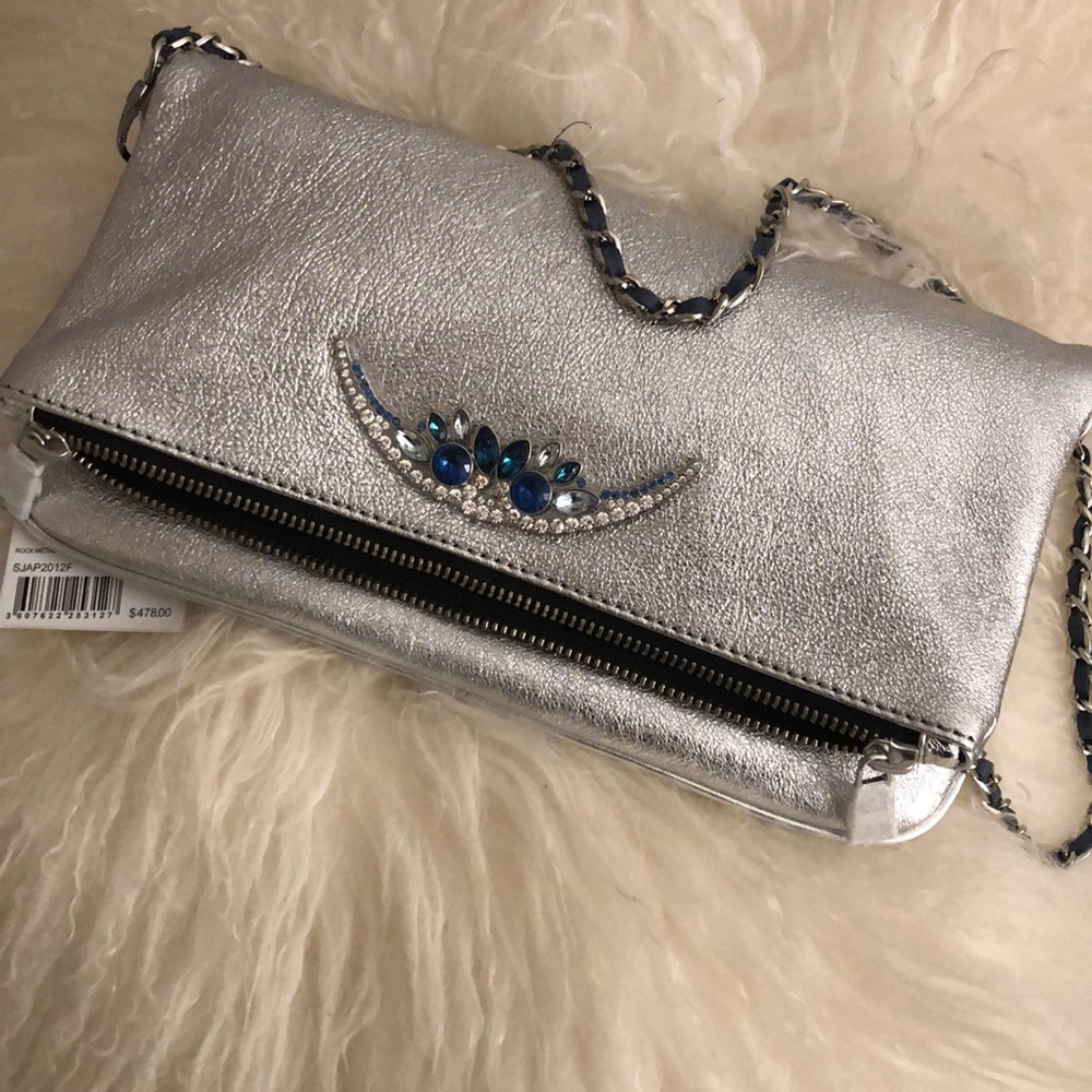 Zadig & Volitaire metallic lambskin Jeweled Clutch